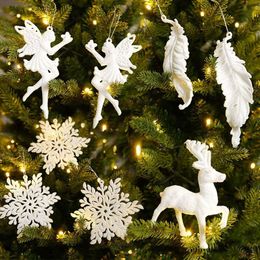 Upgrade Xmas Tree Pendants Snowflake Angel Deer Hanging Ornaments Christmas Decorations For Home Kids Toy 2023 Navidad New Year Party