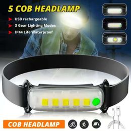 New Headlamps Bright COB LED Headlamp USB Rechargeable Head Mounted Flashlight For Outdoor Walking Hiking Cycling Running Fishing headlight