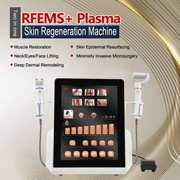 Non-invasive Plasma Skin Resurfacing Face Contouring EMS RF Wrinkle Reduction Acne Treatment Anti-aging Massage Apparatus with 2 Handles