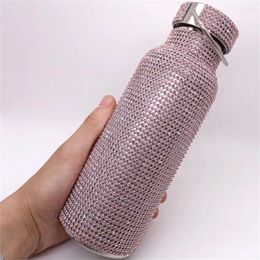 Water Bottles Tumbler Glitter Practical Stainless Steel Bling Fake Rhinestone Thermal Bottle For Gift