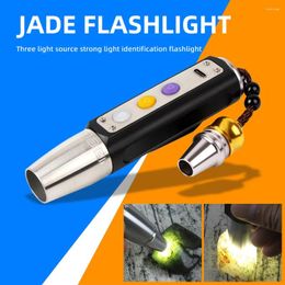 Flashlights Torches USB Charging Jade Identification 3 Colour Light Gem Jewellery Lamp Mini LED Torch Outdoor Waterproof Camping