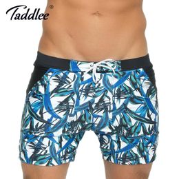 swimwear Taddlee Brand Sexy Men's Swimwear Swim Boxer Trunks Long Basic Swimming Board Shorts Surfing 3D High Rise Swimsuits Big Size XXL