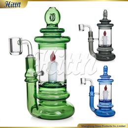 Unique Candle Perc Dab Rig Hookahs 8 Inches Oil Rig Glass Bong with 14mm Quartz Banger Accessories