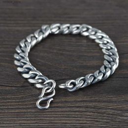 Charm Bracelets Solid Silver Retro Simple Saddle Chain Bracelet S925 Sterling Silver Classical S Hook Tank Chain Bracelet Jewerly GiftL23121