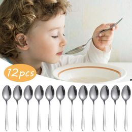 Coffee Scoops Stainless Steel Tableware Mixing Spoon Pointed Dessert And Household Children's Eating Round Woven Mat
