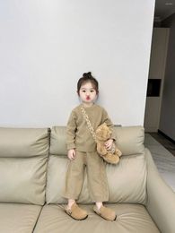 Clothing Sets Autumn Winter Baby Girl Long Sleeve Clothes Set Infant Vintage Casual Knit Sweater Pants 2pcs Suit Kids Thick Warm Outfits