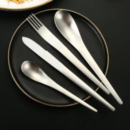 Beautiful And Creative Stainless Tableware Flattop Spoon Fork Knife Teaspoon Tableware For Family Wedding Party