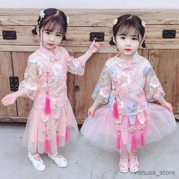 Girl's Dresses Kids Cheongsam Dress for Girls Summer Children Lace Floral Qipao Clothes Chinese Style Baby Party Elegant Dresses 3-14Years