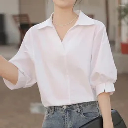 Women's Blouses Casual Loose Short Sleeve Shirts Summer Female Clothing Fashion Simple White Blouse Women Tops High Quality 26886