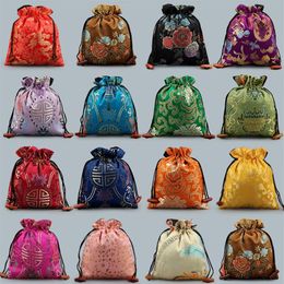 High Quality Large Silk Brocade Packaging Bags for Travel Jewelry Bracelet Necklace Storage Bag Drawstring Lavender Spices Pouch 5274m