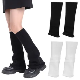 Women Socks 2 Pairs Mid-calf Knitted (black White) Warm Boot Covers Cutecore Accessories For Miss