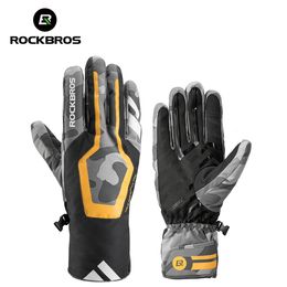 ROCKBROS Winter Cycling Gloves Windproof Waterproof Keep Warm Full Finger Gloves Touch Screen Scooter Motorcycle Bicycle Gloves 231220