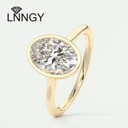 Wedding Rings Lnngy 925 Sterling Silver Rings for Women Girls Bezel Oval Cubic Zirconia Wedding Bands Stacking Solitaire Ring Jewelry Gifts 231219