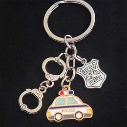 Keychains Lanyards Unique Keychain Police Car Keyring Handcuffs Police Dept Women Man Jewelry Accessories Pendant Gift Q231220