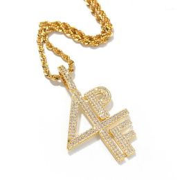 Pendant Necklaces 4PF Digital Letter Zrcon Necklace Cuban Link Chain Hip Hop Performance Rap DJ Necklace1283t