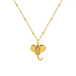 Pendant Necklaces POTCET Korea 2023 Fashion Trend Womens Stainless Steel Elephant Necklace Geometric Retro Jewellery