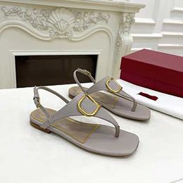 French designer Women Slippers Clip Toe Flat Sandals Summer T Tied Ladies Shoes Beach Casual Woman luxury channel Flip Flops Fashion Female Leather Footwear 2024