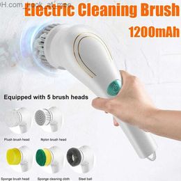Cleaning Brushes 5in1 Multifunction Handheld Electric Cleaning Brush Set For Shoes Dishwashing Usb Rechargeable Waterproof Bathroom Kitchen Tool Q231220