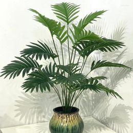 Wreaths Decorative Flowers Large Artificial Palm Tree Tropical Fake Plants Potted Branch Green Leaves For Home Garden Outdoor Indoor Decor