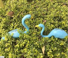 Garden Decorations 2pcs Blue Color High-74cm Simulation Plastic Flamingo Birds Gardening Animal Outdoor Supplies