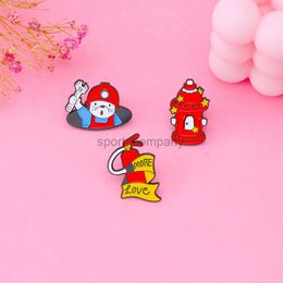 2024 Cute Fire Metal Brooch Egg Fire Extinguisher Lighter Match Instant Noodles Hot Sauce Flame Badge Punk Lapel Pins Jewelry Fashion Accessory