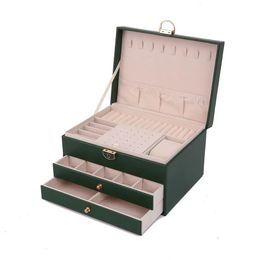 Jewelry Boxes Leather Three-layer Jewelry Box Large Capacity Jewelry Storage Luxury Style High-end Necklace Box 231219