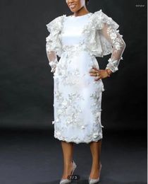 Ethnic Clothing African Wedding Party Dresses For Women White Autumn Elegant Long Sleeve O-neck Bodycon Dress Dashiki