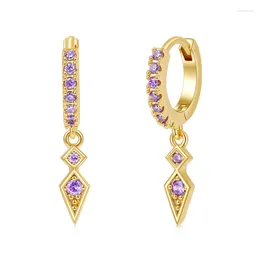 Hoop Earrings Vonmoos For Women 18k Gold Plated Fashion Purple Statement Zircon Vintage Luxury Eardrop Party Jewelry