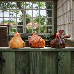 Garden Decorations Chicken Hen Sculpture Funny Art Crafts Resin Plug In Housewarming Gift Yard Sitting On Fence Outdoor