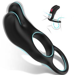 Chastity Devices Vibrating Cock Ring Couples Sex Toys for Men Penis Clitoral Vibrator with 10 Vibration Modes Quiet Toy Vibrators 231219