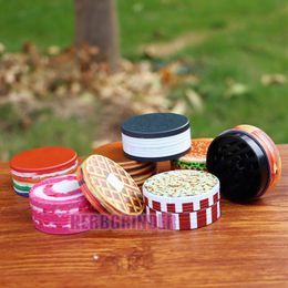 Newest Smoking Colourful Hamburg Biscuit Style Zinc Alloy 50MM Dry Herb Tobacco Grind Spice Miller Grinder Crusher Grinding Chopped Hand Muller Cigarette Holder