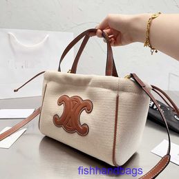 Cellinxs's original tote bags online store 2023 Arc de Triomphe Logo New Handheld Tote Bag TRIOMPHE Drawstring One Shoulder Crossbody Shopping With real logo