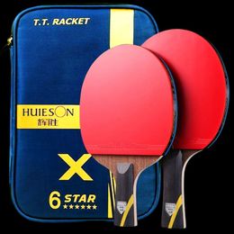 Table Tennis Raquets Huieson 56 Star Racket Carbon Offensive Ping Pong Paddle with Cover Bag 231219