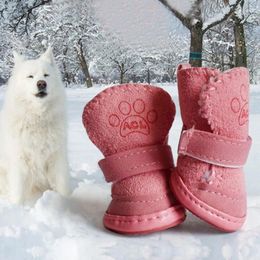 Dog Apparel 4pcs/set Winter Warm Shoes Cute Boots Snow Walking Cotton Pet Blend Puppy Sneakers Supplies Accessories