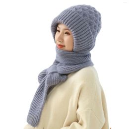 Scarves Knited Scarf One Piece Hat Windproof Winter Knitting Thick Warm Ear Guard For Woman Girs Outdoor Use