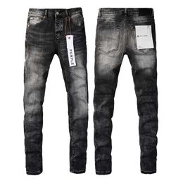 Men's Jeans Mens Purple Designer Ripped Straight Regular Denim Tears Washed Old Long Black Jeans Stacked Pants for Men