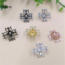 BoYuTe 50 Pieces Lot Whole Metal Brass Stamping 17MM Filigree Flower Bead Caps Diy Hand Made Jewelry Accessories Parts279Y