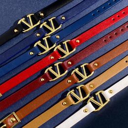 Personalized new Vv letter pendant colorful Leather Bracelet Punk Hip Hop bracelets Designer Jewelry M020011