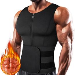 Men Neoprene Sauna Zipper Waist Trainer Corset Vest Belly Trimmer Compression Body Shaper Shirts Slimming Belt Faja Shapewear 231219