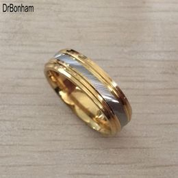 Punk Rock Style Gold silver strip Ring Mens Fashion Chunky Finger Bling Size 7 8 9 10 11 12 Retro Titanium Steel Rings271b