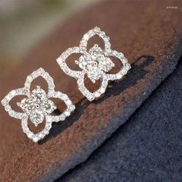 Stud Earrings UILZ Korean Four Flower Shaped Zirconia For Women Exquisite 2023 Design Fashion Jewelry