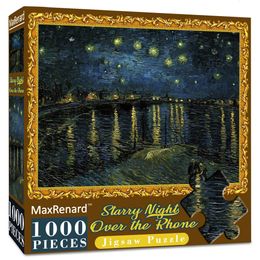 3D Puzzles MaxRenard Jigsaw Puzzle 1000 Pieces Fine Art Van Gogh Starry Night Over The Rhone Environmentally Friendly Paper Christmas 231219