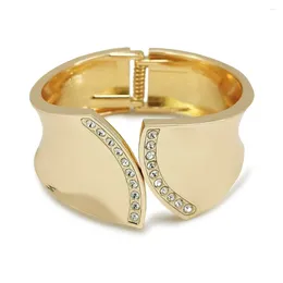 Bangle Gold Color Alloy Cuff Bracelets Bangles For Women Big Rhinestones Bright Surface Bracelet Statemen Jewelry Wristband Accessories