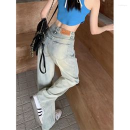 Women's Jeans Loose Velvet Straight Light-colored Femme Pantalon High-waisted Women Winter 2023 Patch Wide-leg Slim Mopping Pants