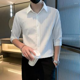 Men's Casual Shirts Solid Colour Shirt Fashion Brand Versatile Korean Style Male Handsome Clothes 2024 Q25