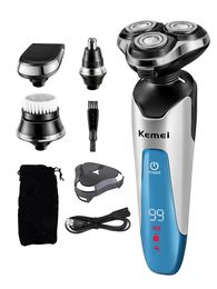 Razors Blades Kemei Powerful Electric Shaver with 3D Floating Triple Blade Waterproof Razor Machine Trimmer Rechargeable Beard 231219