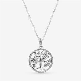 100% 925 Sterling Silver Sparkling Family Tree Necklace Fashion Wedding Engagement Jewellery Making for Women Gifts277e