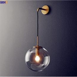 Nordic Modern LED Wall Lamp Glass Ball Bathroom Mirror Beside American Retro Wall Light Sconce Wandlamp Aplique Murale2386