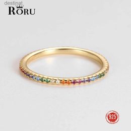 Solitaire Ring RORU S925 Sterling Silver 18k Gold Plated Colourful Zircon Stone Diamond Stackable Rings for Women Fine Jewellery 2022 WholesalesL231220