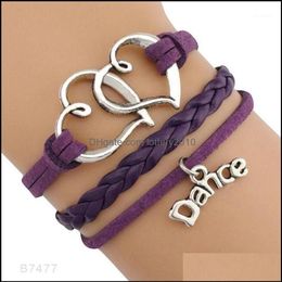 Jewelrydance Dancer Music Note Treble Clef Wave Ballet Heart Infinity Love Charm Bracelets Purple Women Men Jewellery Gift Custom1 D290B